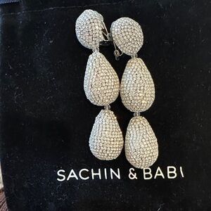 Sachin + Babi Arielle Clear Crystal, Sparkling Teardrop Earrings